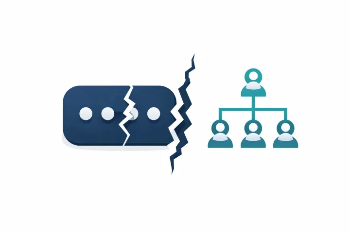 A password manager icon with a crack, family tree icon unreachable on the other side
